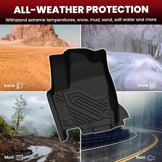 LASFIT Full Set Floor Mats for 2024-2026 Lexus GX550 5-Seats with Cool Box | Custom Fit All Weather TPE Floor Liners with Cargo & Backrest Mats, Full Coverage for Front & Rear Rows, Black