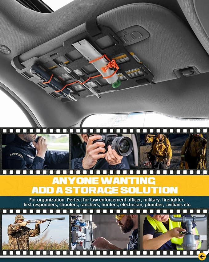 Trumgeta 7"x13" Universal Sun Visor Organizer Rigid MOLLE Panel for Vehicle Car SUV Trucks Tactical Gears Interior Accessories