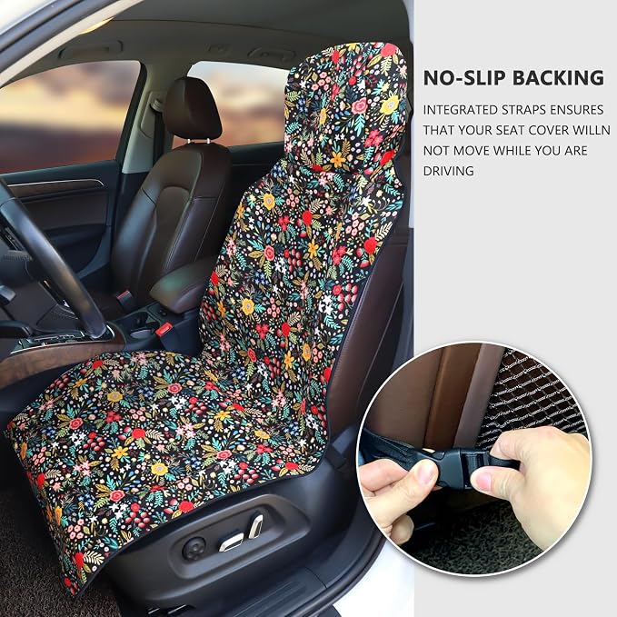 3tyto Universal Car Seat Covers, Waterproof Neoprene Seat Covers - Waterproof & Sweatproof, Machine Washable, Non-Slip Seat Protector for Car, Truck, SUV, Van (Floral, 1 Pack)