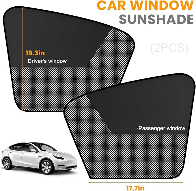 2 PCS Car Window Shades, Magnetic Half Blackout Auto Front Side Window Covers UV Protection, Breathable Double Layer Sun Shield Blocker for Driver Passenger, Car Accessories (Horizontal)