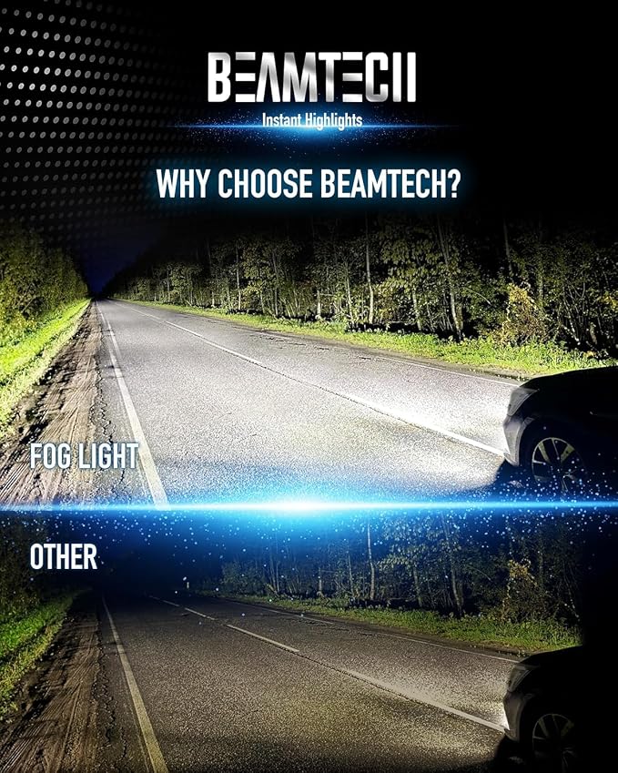 BEAMTECH 9005 9006 Bulbs, Fanless In Line Fog Light Bulb 6500K, Pack of 4 | 1 Pair 9005+1 Pair 9006, Windless, Directly Insert, 1:1 Size, 50,000hrs+ Lifespan
