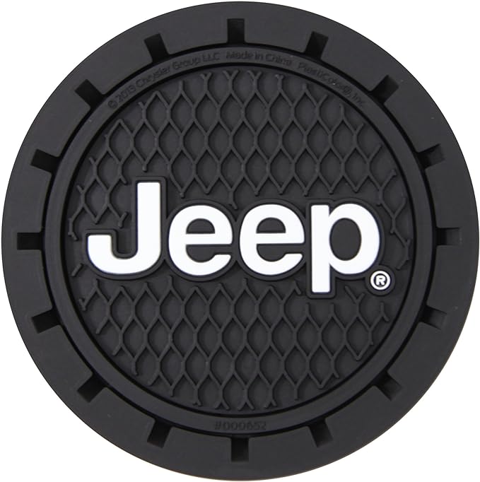 Plasticolor 000652R01 Jeep Logo Auto Car Truck SUV Cup Holder Coaster 2-Pack , Black