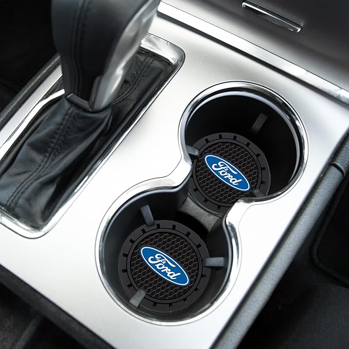 Plasticolor 000651R01 Ford Oval Auto Car Truck SUV Cup Holder Coaster 2-Pack , Blue