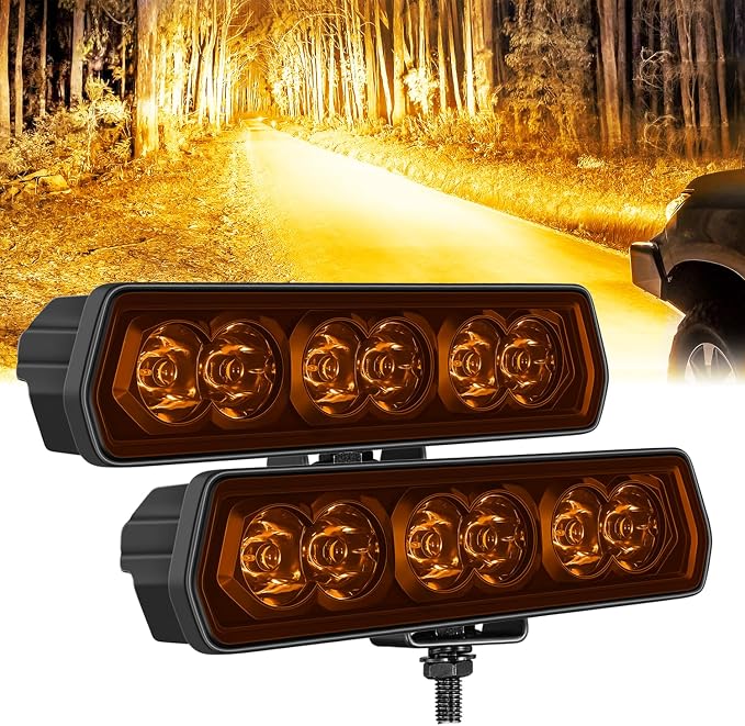 6 Inch Light Bar Amber, SWATOW INDUSTRIES 6" CREE LED Pod Lights Spot LED Ditch Pods Auxiliary Work Lights Bumper Mount Fog Light for Wrangler F150 Toyota Ram Truck SUV UTV ATV Motorcycle