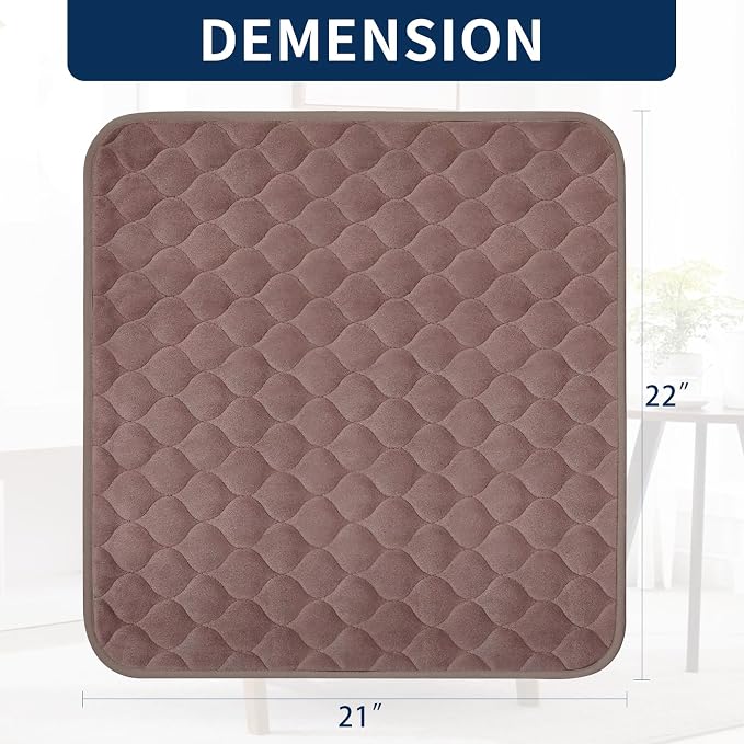 Reusable Waterproof Incontinence Chair Pads (22" x 21") - Machine Washable Seat Protector - Chair Protector Seat Cover, Extra Heavy Absorbency, Seat, Car, Wheelchair & Recliner (Brown, 2 Pcak)