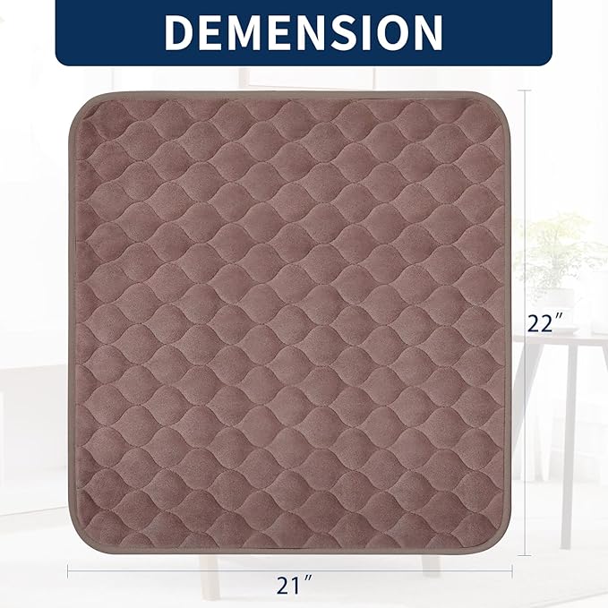 Reusable Waterproof Incontinence Chair Pads (22" x 21") - Machine Washable Seat Protector - Chair Protector Seat Cover, Extra Heavy Absorbency, Seat, Car, Wheelchair & Recliner (Brown, 1 Pack)