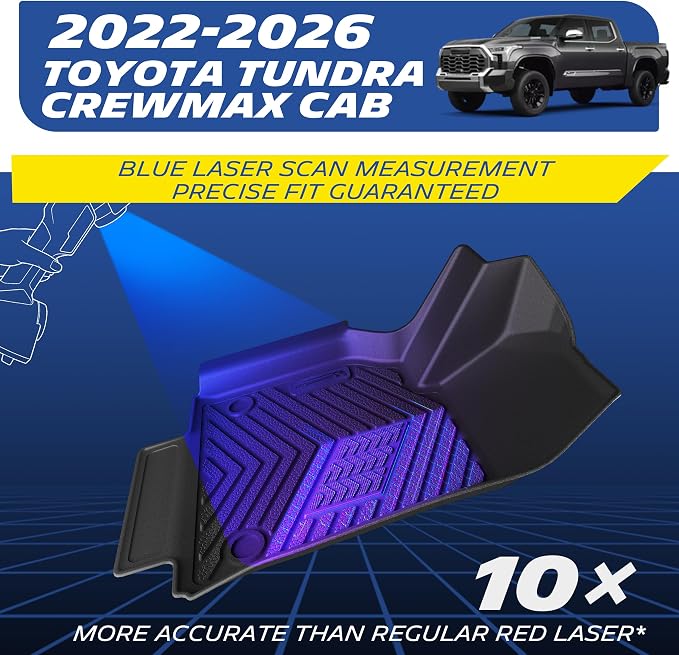 Michelin Vehicle Mats for 2022-2026 Toyota Tundra CrewMax Cab | SR/SR5/TRD/PRO/Limited/Platinum/Castone, Custom Fit, Non-Slip, All-Weather TPE Liner, Premier Series Tundra Floor Mats