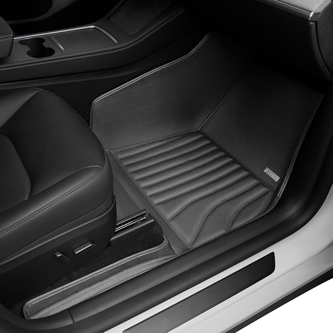 SUPER LINER 6-Piece Floor Mats & Cargo Liners Compatible with Tesla Model Y 2020-2024 5-Seat, 5D Laser Measured All-Weather Floor Liners with Trunk Frunk Mats & Door Sill Threshold Guards, Black