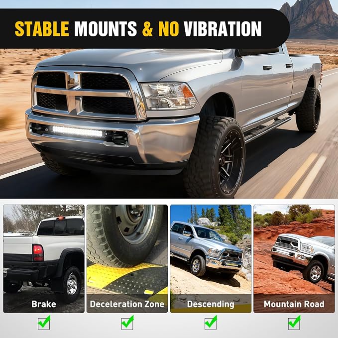 Nilight Front Lower Hidden Bumper Mounting Brackets for 20inch Straight LED Light Bar Compatible with 2009-2018 Dodge Ram 2500 3500