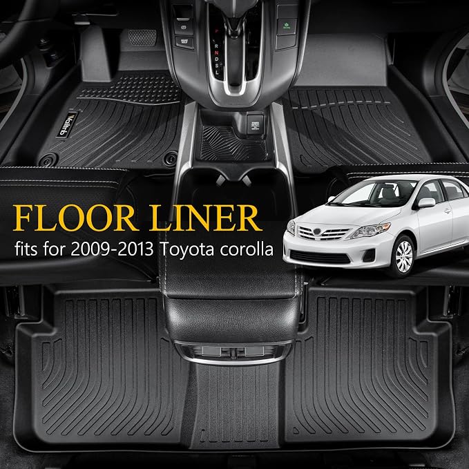 Wailtnb-Floor Mats for Toyota Corolla/Matrix 2009-2013/Pontiac Vibe 2009-2010 Waterproof Durable All Weather Car Mat Custom Fit for Corolla Accessories Black