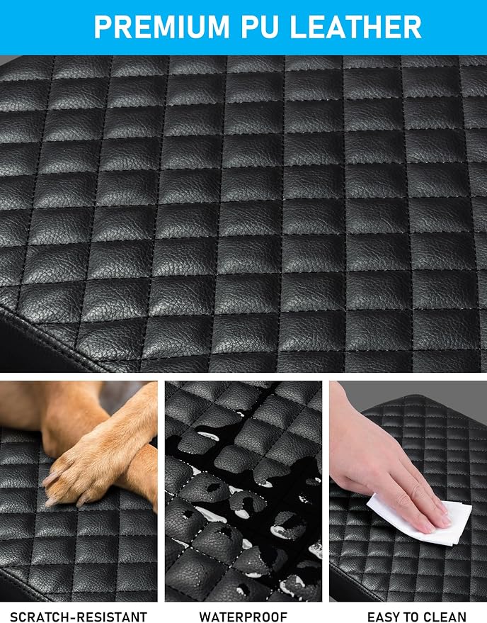 Sinvanho Center Console Cover for Ford F150 F250 F350 F450 F550 2015-2025 with 40/20/40 Jump Seat, PU Leather Middle Console Cover Armrest Seat Box Lid Protective Cover