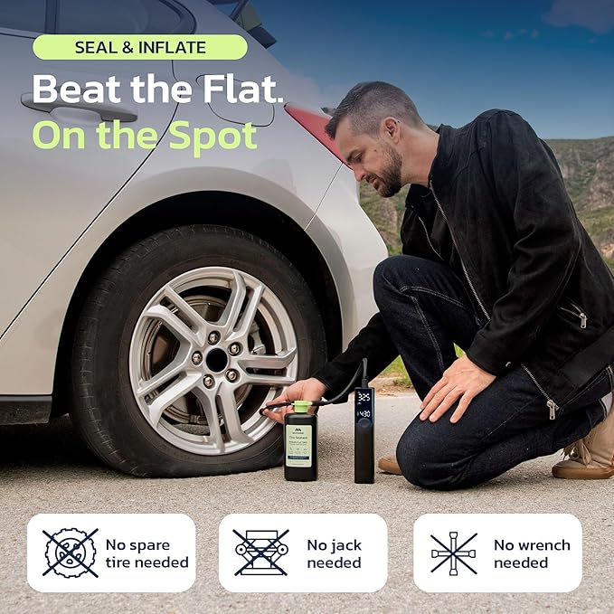 Woowind Tire Sealant Pro Car Tire Sealant, Instant Flat Tire Repair Kit | 15.22oz – Seals Punctures Up to 0.236 Inch for Cars, Trucks & SUVs, Drive 125mi, TPMS Safe, All-Weather, Tire Inflator Needed