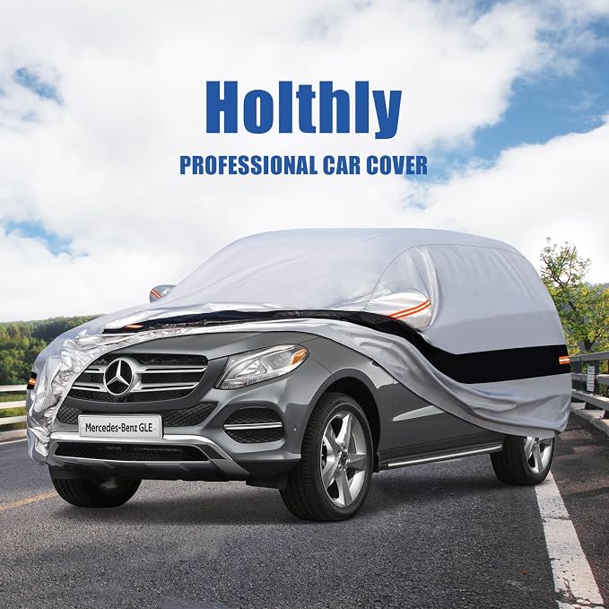 10 Layers SUV Car Cover Custom Fit for Mercedes Benz GLE 350 450 (2015-2024) Waterproof All Weather for Automobiles, Outdoor Full Cover Rain Sun UV Protection.Silver