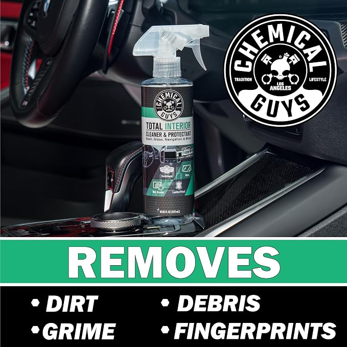 Chemical Guys Total Interior Cleaner & Protectant - New Car Scent, Car Cleaning Spray, Cleans and Protects Leather, Vinyl, Plastic, Rubber, and Glass, Safe for Trucks, SUVs, Jeeps, RVs & More - 16 oz