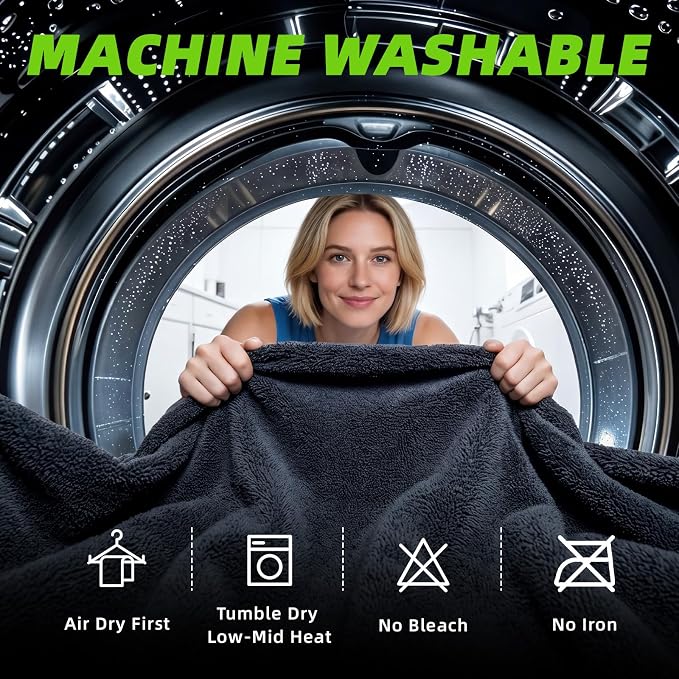 2+1 Pack Car Drying Towels – Microfiber Towels for Cars (36" x 24"), Ultra-Absorbent, Streak-Free, Scratch-Free, No Water Spots, Double-Twist Pile & Edgeless Design, Grey Green
