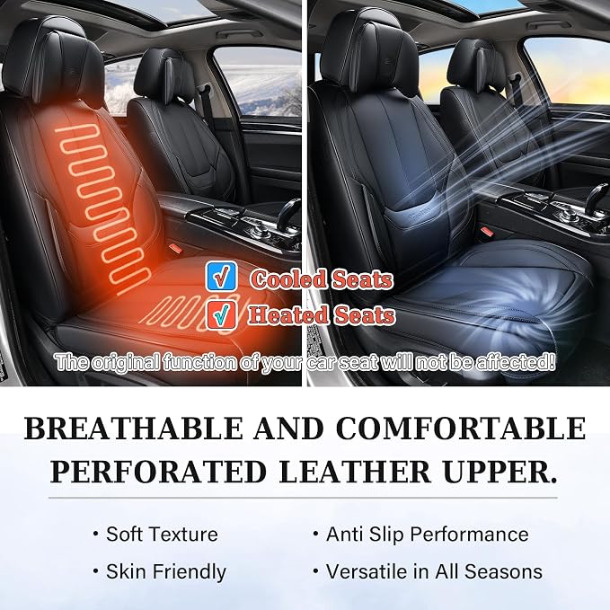 Coverado Car Seat Covers, Seat Covers for Cars, Waterproof Leather Auto Seat Protectors, Leather Car Seat Cushion, Car Interiors Accessories Universal Fit for Most Cars