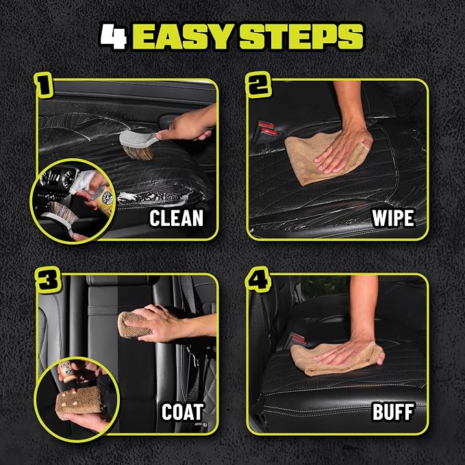 Chemical Guys, Car Leather Care Kit, Cleaner, Conditioner & Tools, 6 Pc | Leather cleaner, conditioner, brush and towels to clean, soften and protect seats and trim, six-piece kit