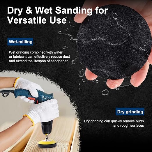 188 PCS 3 Inch Wet Dry Sanding Discs 60-10000 Grit Hook and Loop Sandpaper | Headlight Restoration Kit Drill Sanding Attachment Polishing Kit with Rotary Tools for Auto Metal Glass Resin Wood Jewelry