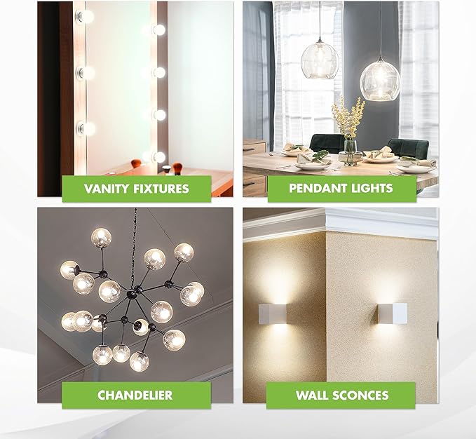 KOR LED G25 Filament Globe Bulbs, 4 pack, 60 Watt Equivalent, 5000K Bright White, Edison Dimmable 5.5W, E26 Medium Base, 500 Lumens, CRI 90, Clear Glass Light Bulbs for Bathroom, Makeup Mirror, Vanity