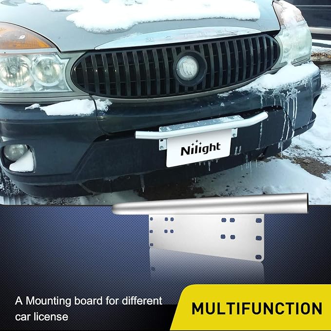Nilight Led Light Bar Mounting Bracket Front License Plate Frame Bracket License Plate Mounting Bracket Holder For Off-Road Lights Led Work Lamps Lighting Bars,Silver, 2 Years Warranty