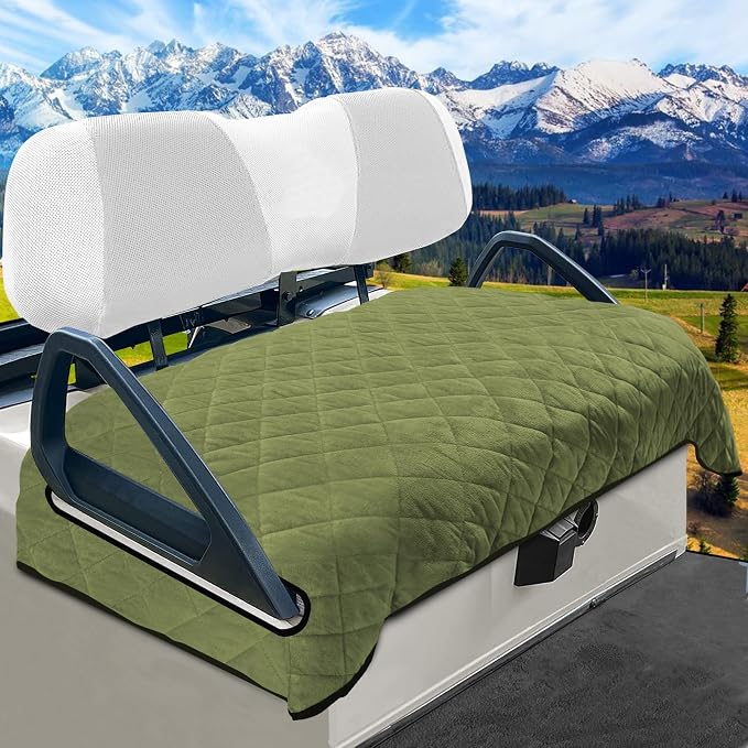 YOKYHOM Golf Cart Seat Covers, Thickened Short Plush Seat Towel Blanket with Non-Slip Backing, Soft & Heavy Duty, Fits Most 2 & 4 Passenger EZGO Yamaha Club Car, 51"x30.5", Grass Green
