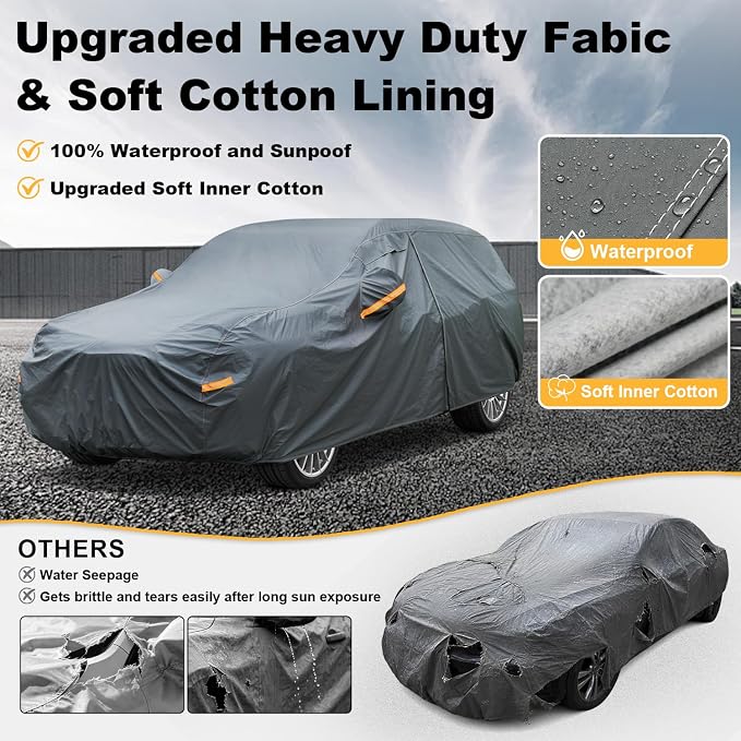 GUNHYI Premium Car Cover Custom Fit Volvo XC60, 16 Layers Heavy Duty Car Cover Waterproof All Weather with Zipper Door for Sun Rain Snow Dust Uv Protection