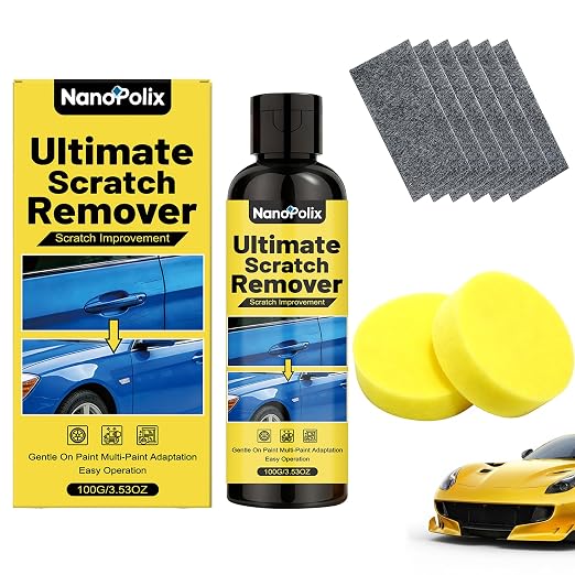Ultimate Scratch Remover 100g with Cloth & Sponge for Cars | for Light Scratches, Water Spots, Swirl Marks and Scuffs, Rapidly Polishes Restore Shine, Safe for All Paint Colors