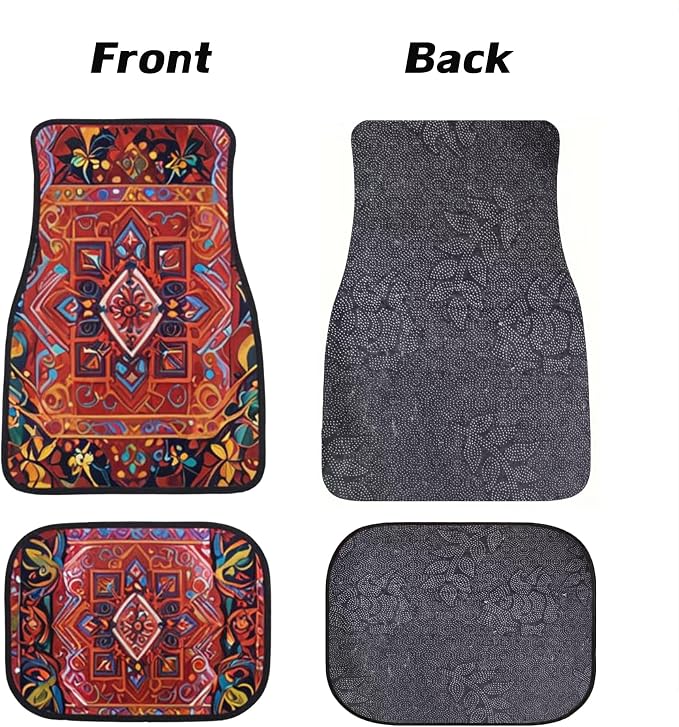 Car Floor Mats Non-Slip Automotive Floor Mats All-Weather Front Rear Car Floor Foot Mat Sets of 4 Pieces Foot Mats Rugs Carpet for Car Trucks SUV Sedans (FUGU-06)