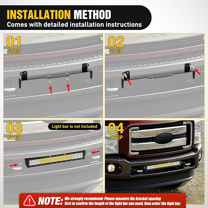 Nilight Front Lower Hidden Bumper Mounting Brackets for 20-22inch Straight LED Light Bar Compatible with 2011-2016 Ford F250 F350 F450