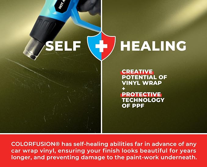 ColorFusion PPF by VViViD, Satin Stealth Combat Green Dry Apply PPF Vinyl Car Wrap Roll 10ft x 5ft