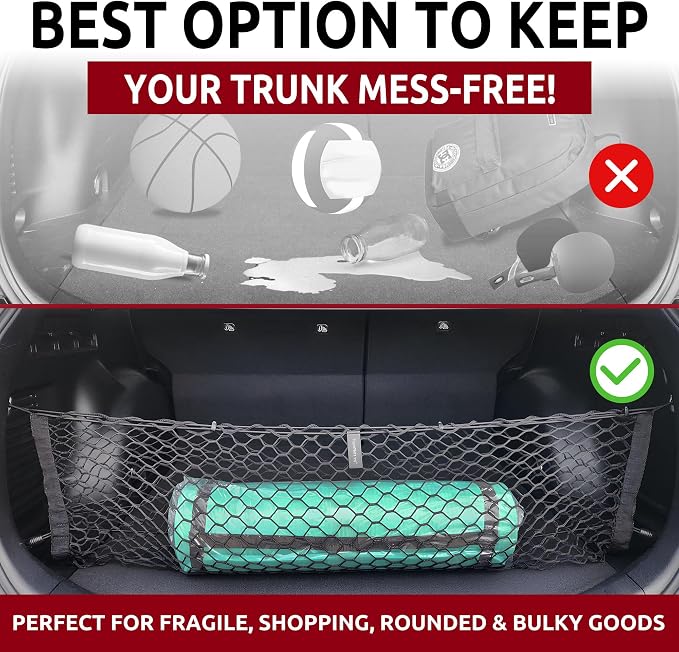 Envelope Style Trunk Mesh Cargo Net for Toyota RAV4 2013-2025, Automotive Exterior Accessories - Premium Car Storage Organizers, Cargo Bed Net for Pickup Truck, Smart Vehicle Storage Organizer