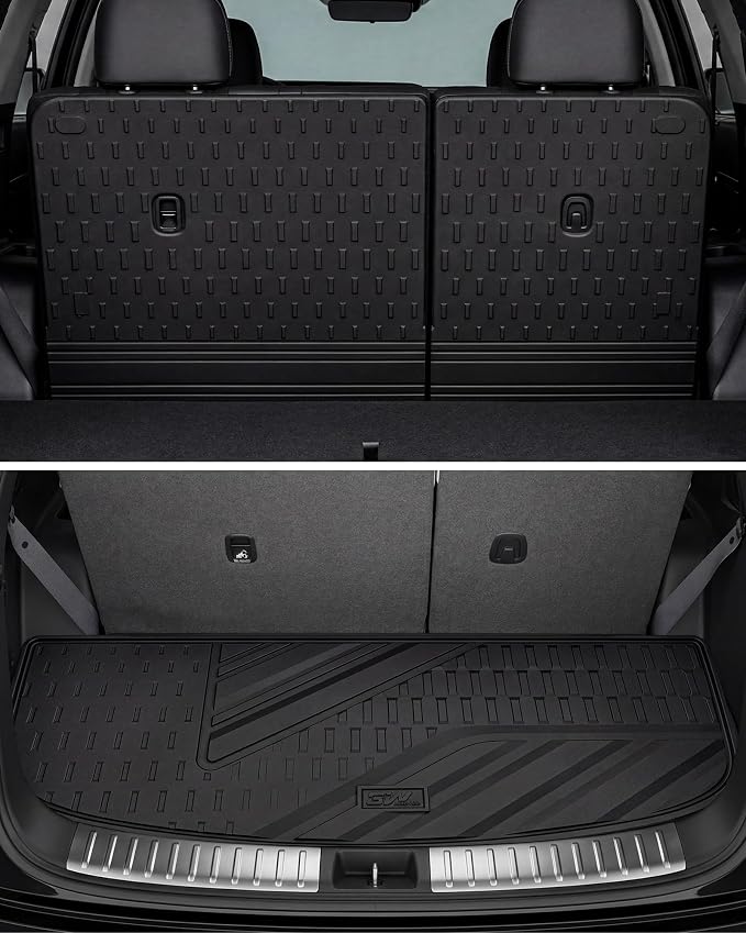 3W Floor Mats with Metal Pedals & Backrest Mats & Cargo Mats for Hyundai Palisade 2026 7/8 Passenger(Only Fit Gas), All Weather TPE Custom Fit Full Set Car Floor Liner Accessories, Black