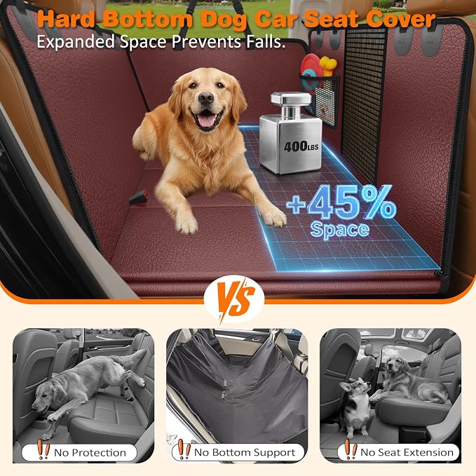 URPOWER Dog Car Seat Cover for Pets 100% Waterproof Seat Cover Hammock 600D Heavy Duty Scratch Proof Nonslip Durable Soft Back Seat Covers for Cars Trucks and SUVs