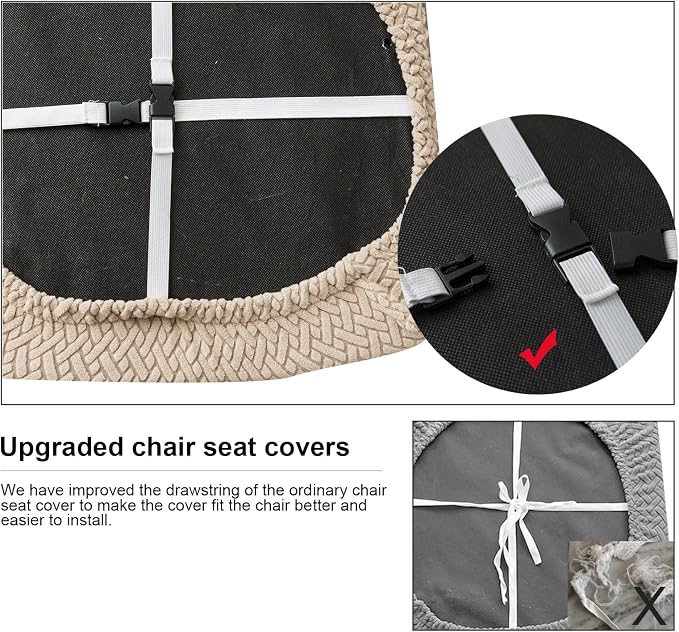 Genina Seat Covers for Dining Room Chair Seat Slipcovers Kitchen Chair Covers (Khaki, 2 Pcs)
