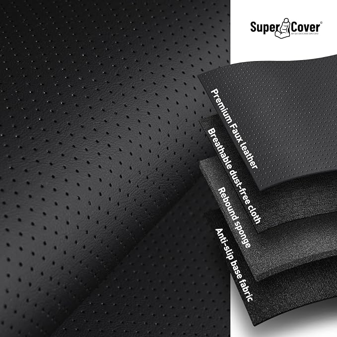 Super Cover for Toyota Tundra Seat Covers 2014-2021(CrewMax only), Full Covered Black Seat Protectors Pickup Truck Leather Seat Cover Set for Tundra 2021 2020 2019 2018 2017 2016 2015 2014 Accessories