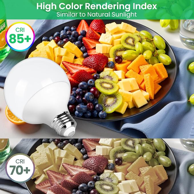 MAXvolador G25 LED Globe Light Bulbs 60W Equivalent, Neutral White 4000K Bathroom Vanity Round Bulb, 500LM E26 LED for Makeup Mirror, Non-Dimmable 4 Pack