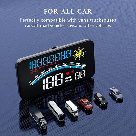 wiiyii Digital GPS Speedometer, HUD Head Up Display for Car, Upgraded 5.5" large-screen, Suitable for All Vehicles