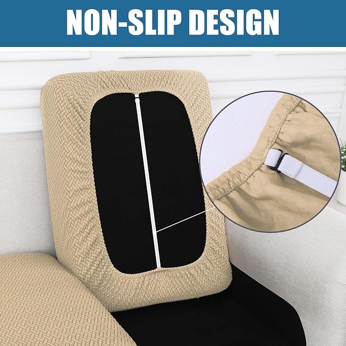 Smiry Waterproof Couch Cushion Covers, Stretch Jacquard Thick Sofa Cushion Covers, Washable Seat Slipcover Elastic Furniture Protector for Pets, Kid (Medium, Light Brown)
