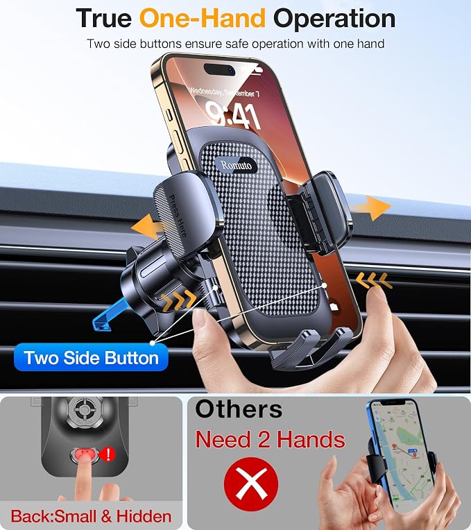 Romuto Phone Holders for Your Car Phone Holder Mount【Super Suction】 Cell Phone Holder for Car Accessories for Women Men【360° Adjustable】 Suction Phone Mount for Car, Window, Bathroom