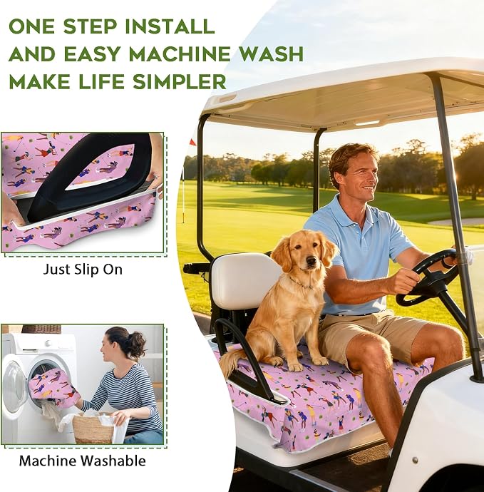 Golf Cart Seat Covers Club Car Golf Cart Accessories for Men Women Golf Carts Seat Towel Blanket 2-Seat Golf Cart Decorations