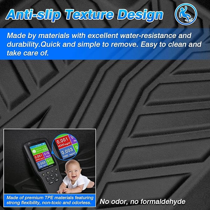 F-150 Floor Mats - Fit for 2015-2026 Ford F-150/ F150 Lightning SuperCrew Cab (Only Fit Rear Seat Without Under Seat Storage), All Weather Floor Mats for F150 Accessories