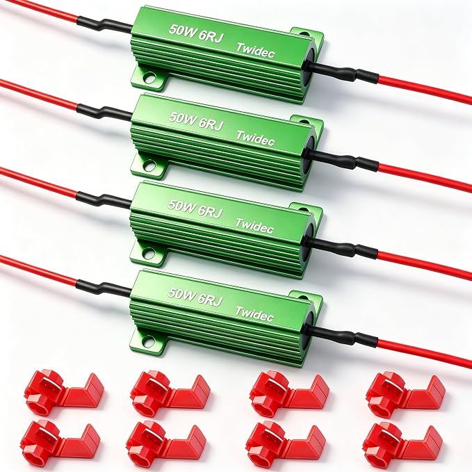 Twidec/4Pcs 50W 6Ohm LED Load Resistors For Fix LED Hyper Flash Turn Signal Light Bulb Fast Blink Error Code Warning Cancellor RX24-50W6-4X