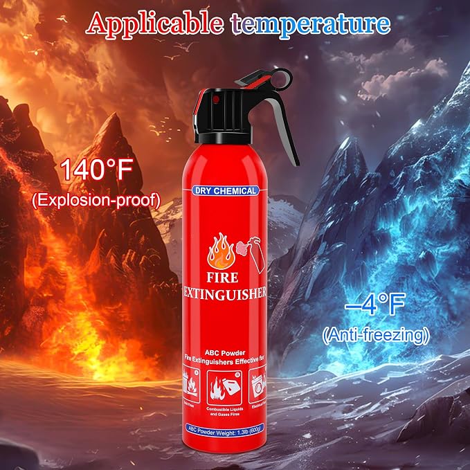 6 Pack ABC Dry Chemical Fire Extinguishers | Portable Dry Powder Fast-Acting Fire Extinguisher with Mount, Suitable for Home, Car, Boat, Truck, Electrical, Grease Fires