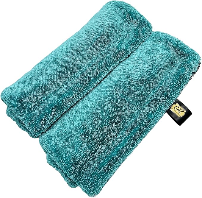 Microfiber Drying Towels (2-Pack) – 1400 GSM Twisted Loop, Medium 16"×24" – Ultra Absorbent, Streak-Free, Scratch-Free, No Water Spots, Edgeless, for Car Detailing & Household