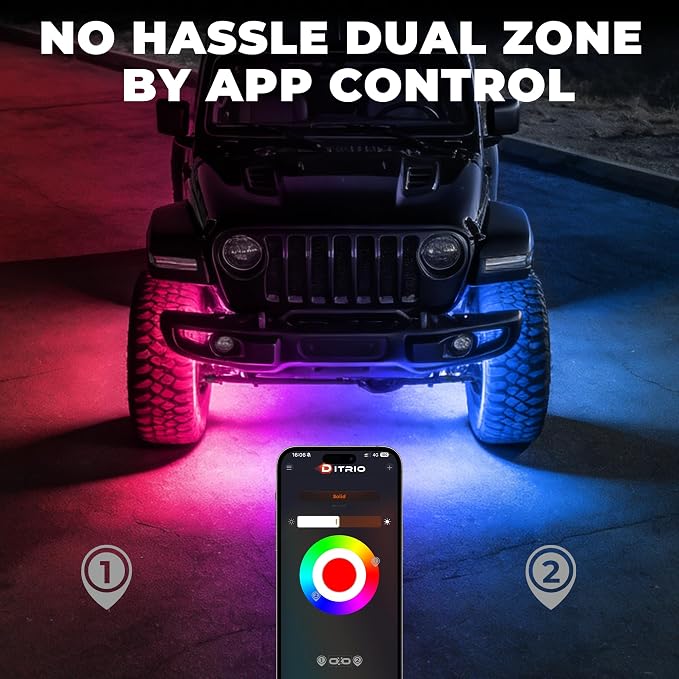 8 Pods Five Sided RGB Rock Lights for Trucks UTV SUV ATV Golf Cart, Multi Chasing Color App/2 Remote Control Led Rock Lights with Music Mode, Waterproof Exterior Underglow Kits for Cars(Patented)