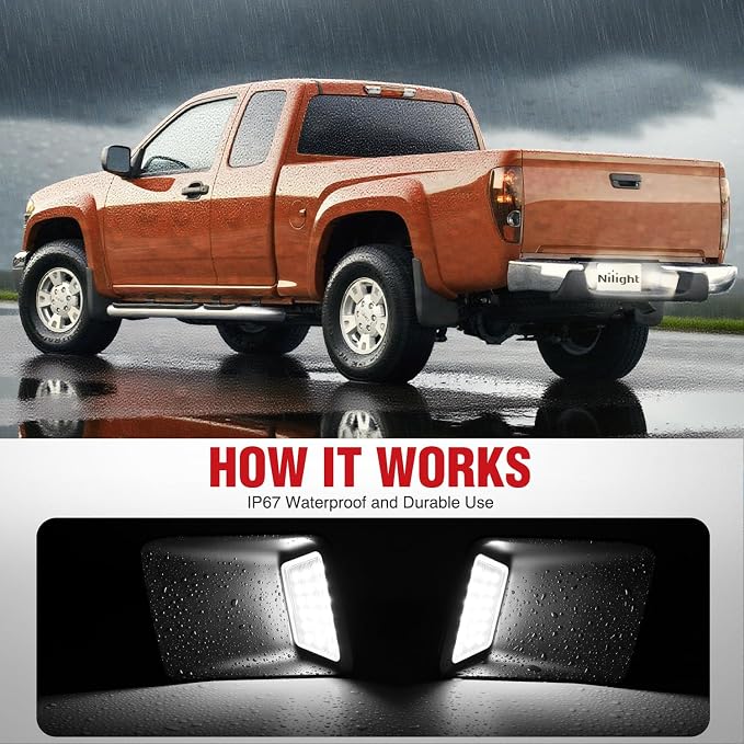 Nilight License Plate Lights Compatible with 2004 2005 2006 2007 2008 2009 2010 2011 2012 Chevy Colorado GMC Canyon with Black housing 6000K White 2PCS Pack