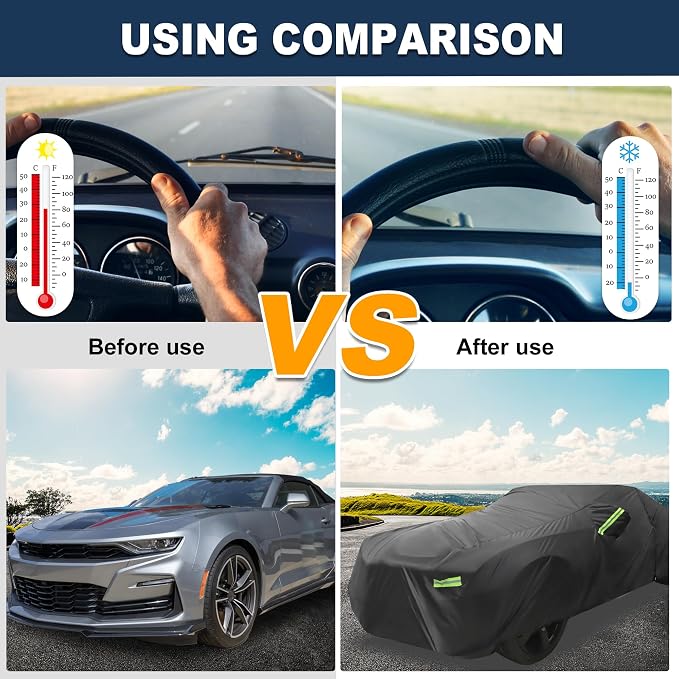 ACROPIX Car Cover Waterproof All Weather Full Exterior Cover Rain Hail Sun Protector Car Cover Black Fit for Chevrolet Camaro 2010-2022 with Door Zipper - Pack of 1