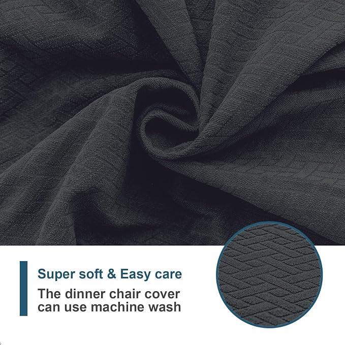 Genina Waterproof Seat Covers for Dining Room Chair Covers Waterproof Dining Chair Covers (6 PCS-Rear-Covered, Dark Gray)