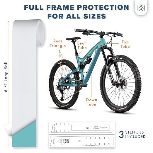 Bike Frame Protection Tape- High Impact Clear Vinyl Wrap Includes Tool (4”x72) Bicycle Frame Protector, Mountain Bike Frame Guard Chainstay Protector (Clear)