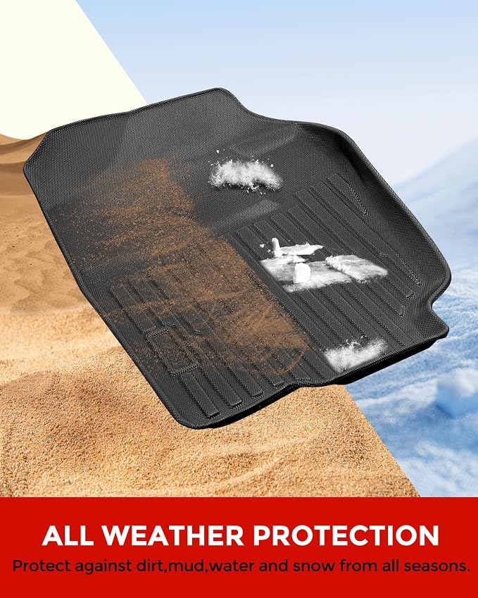 Car Floor Mats for Dodge Ram 1500 1994-2001 & Ram 2500 3500 1994-2002 Full | All Weather Full Coverage Floor Liners Heavy Duty Waterproof Ram 1500 Accessories TPE Trunck Rubber Carpet All 2nd Gen Cab